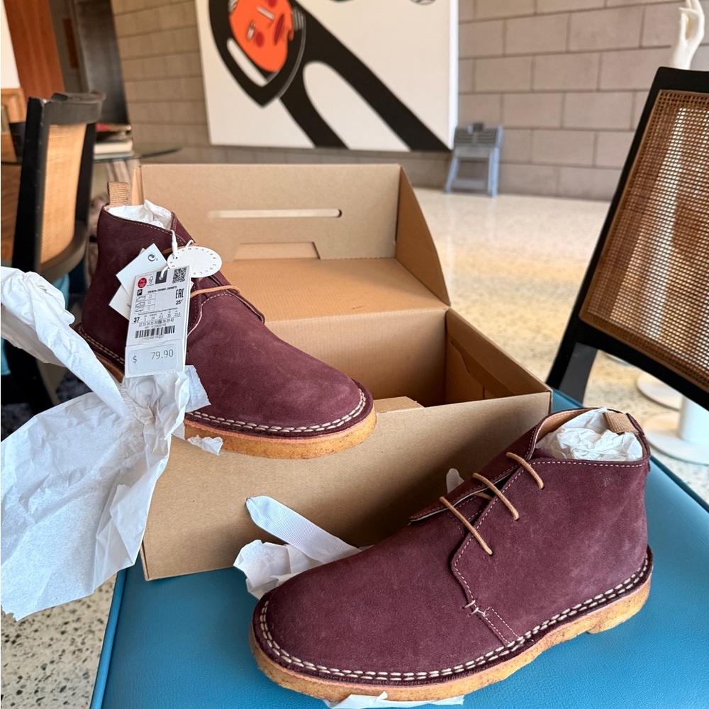 Zara Kids Burgundy Suede Boots